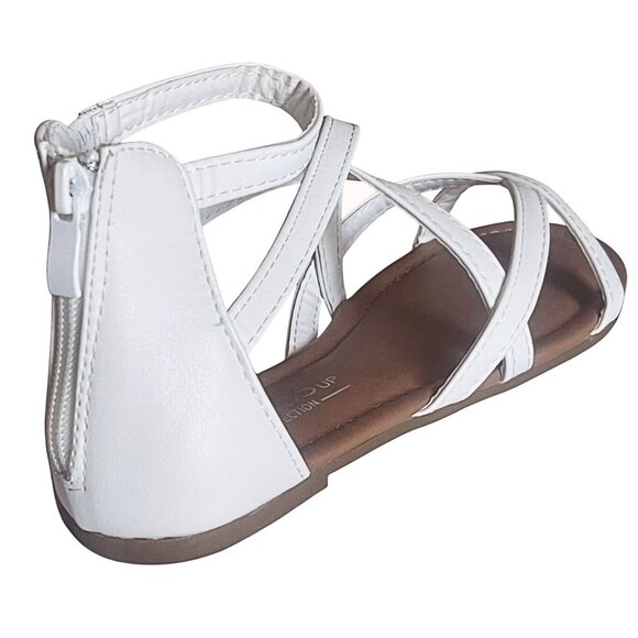 Women's Crisscross Strappy Open Toe Flat Sole Sandals Back Zipper Closure - Picture 5 of 6